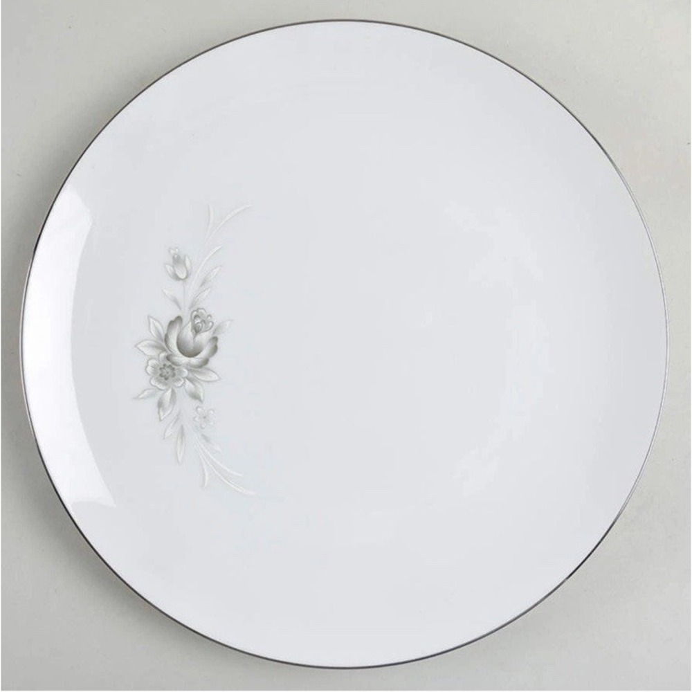Sango Morena 10.5" white porcelain Dinner Plate 6280 white gray floral platinum